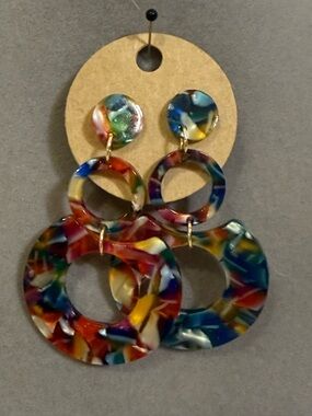 Multicolor Acrylic Statement Earrings Geometric Drop Bold